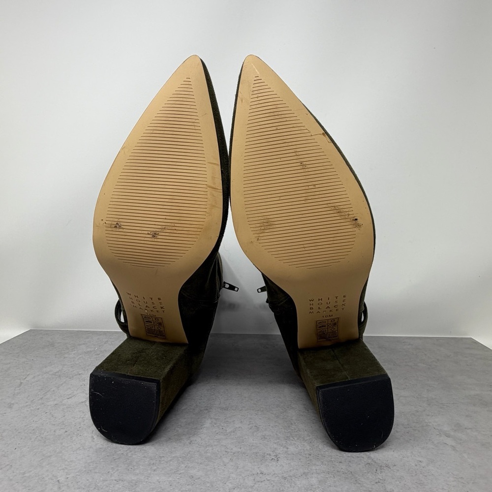 White House Black Market Olive Green Suede Ankle Boots Size 10 - Picture 9 of 12